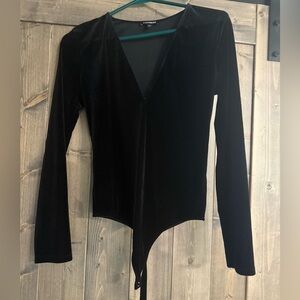 Express Black Velvet Bodysuit